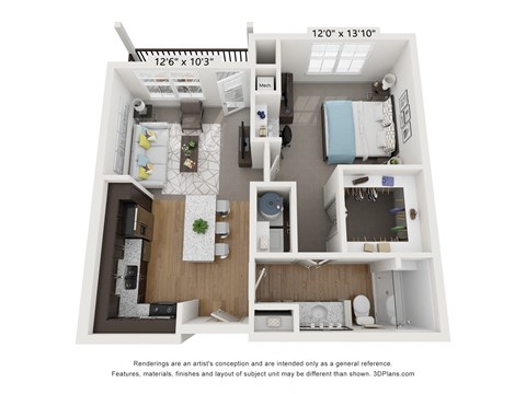 a 1 bedroom floor plan with a bathroom and a living room